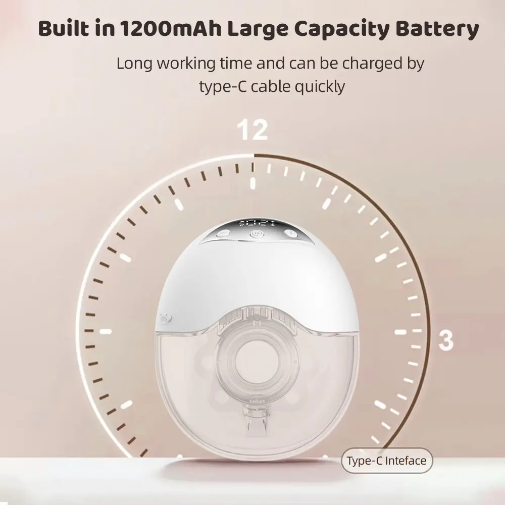 Wearable Breast Pump Hands Free Electric Breast Pump for Breastfeeding 4 Modes 12 Suction Level Low Noise Built-in Battery