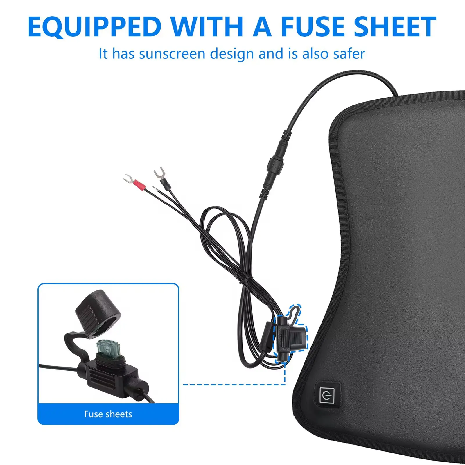 Motorcycle Heated Seat Cushion 12V Electric Heated Seat Pad for Motorcycle Waterproof 3 Levels Intelligent Temperature Control