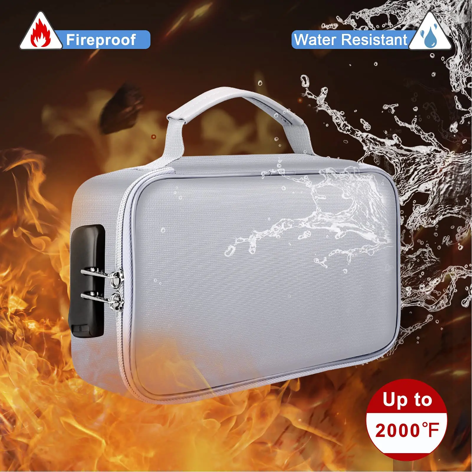 Fireproof File Organizer Safe and Orderly Portable Document Bag Password Lock Silicone Coating Fiberglass for Checks Passports