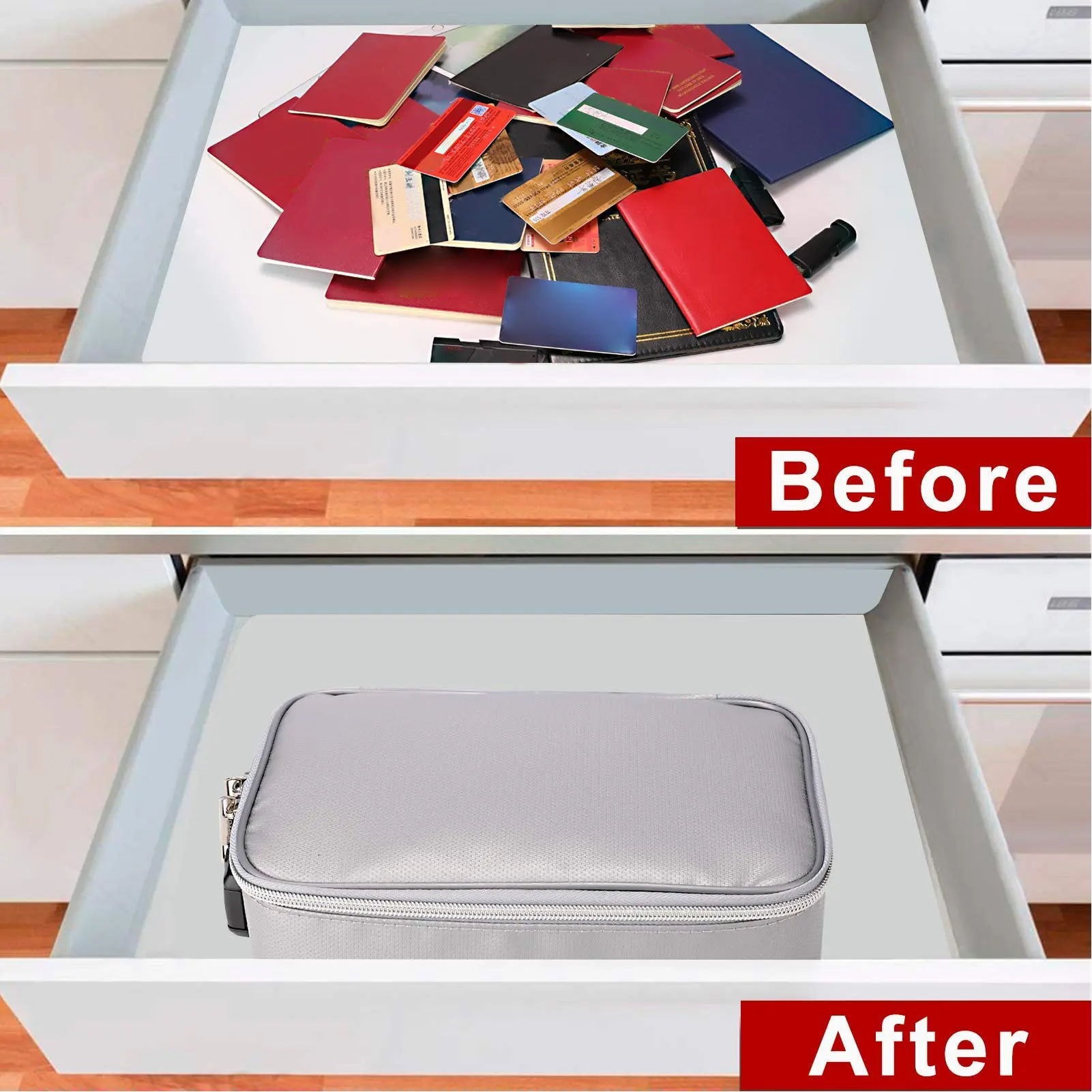 Fireproof File Organizer Safe and Orderly Portable Document Bag Password Lock Silicone Coating Fiberglass for Checks Passports