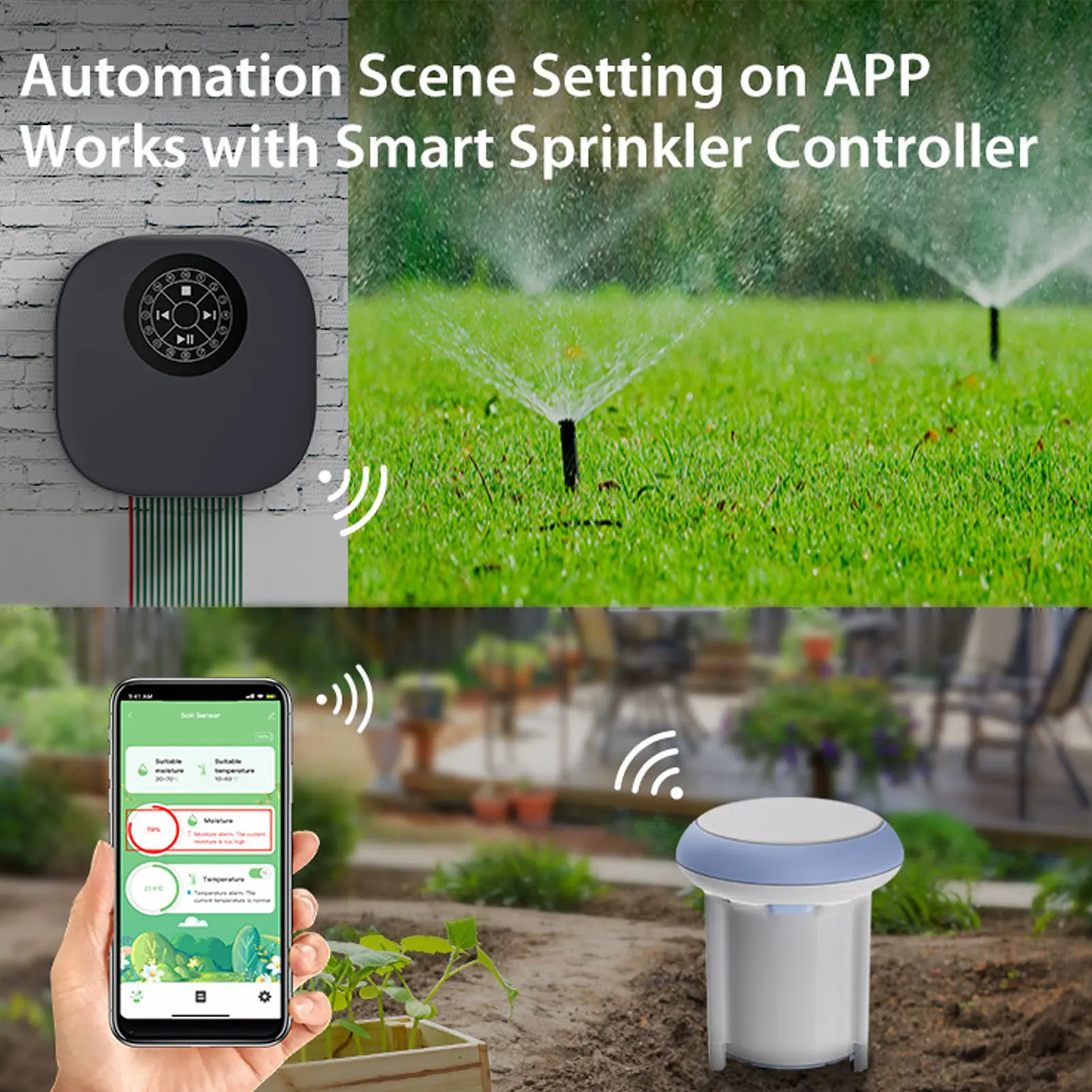 Smart Soil Temperature and Humidity Sensor 2.4GHz Wifi App Monitor Soil Temperature and Humidity Meter for Plants Greenhouses