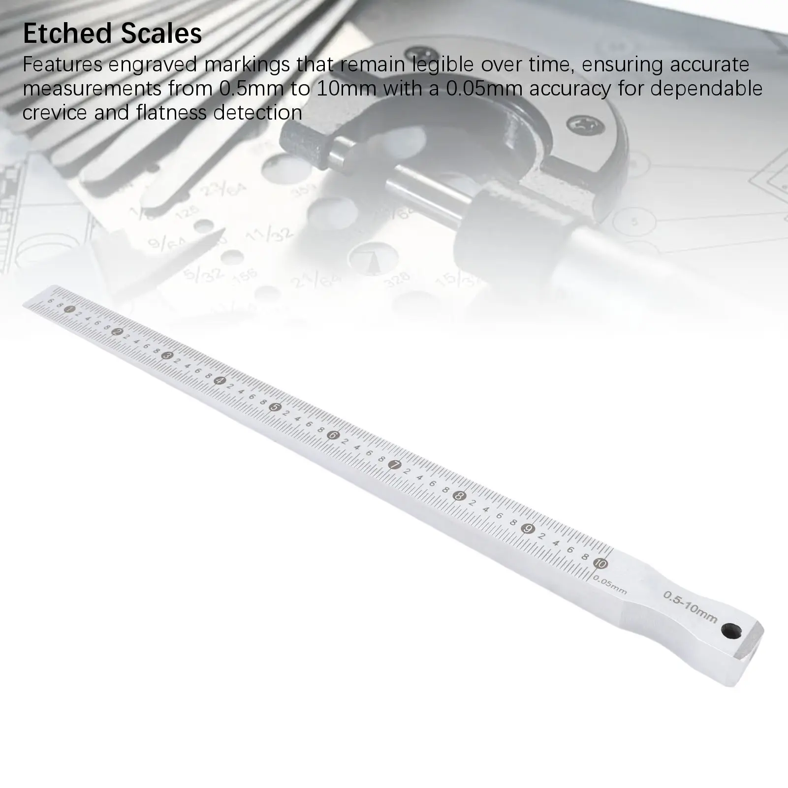 Feeler Ruler Stainless Steel Insert Crevice Measuring Tool for Crevice Flatness Detection 0.5-10mm  Measuring Ruler