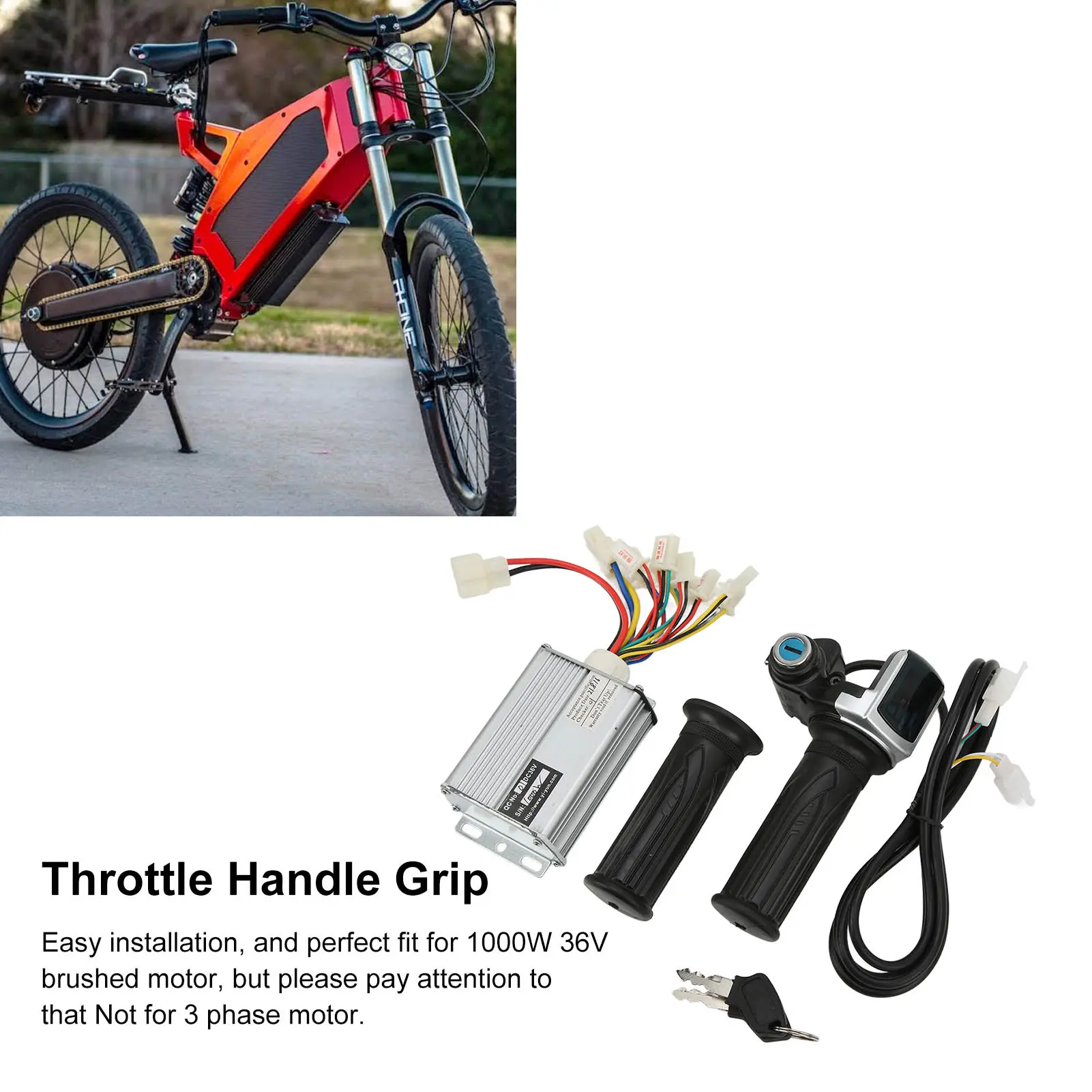 36V 1000W Motor Brushed Speed Controller with Locking Battery Display Throttle  Grip for Mini Bike Throttle Grip with Lock