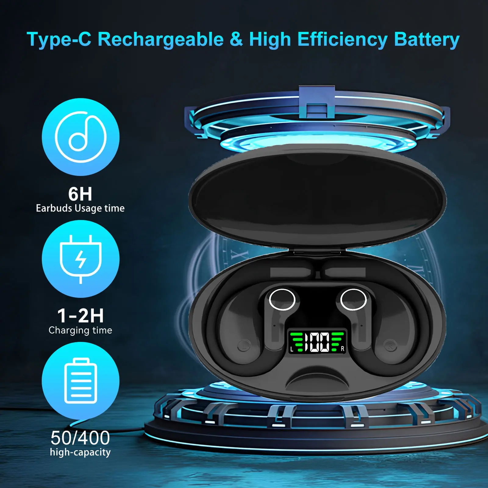 Bluetooth Translation Headphone AI Translation Earbuds Sound Text Synchronization Noise Canceling Real Time Display for Travel