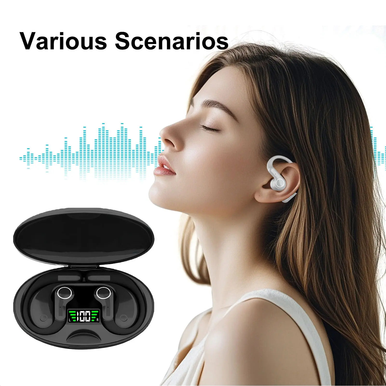 Bluetooth Translation Headphone AI Translation Earbuds Sound Text Synchronization Noise Canceling Real Time Display for Travel
