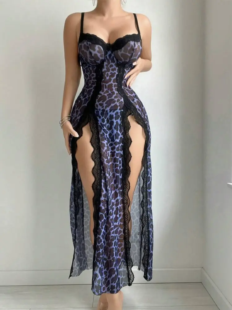 Leopard Sexy Lingerie Female Hot Underwear Babydoll Nightdress Exotic Apparel See Through Open Anal BDSM Outfit Erotic Costumes