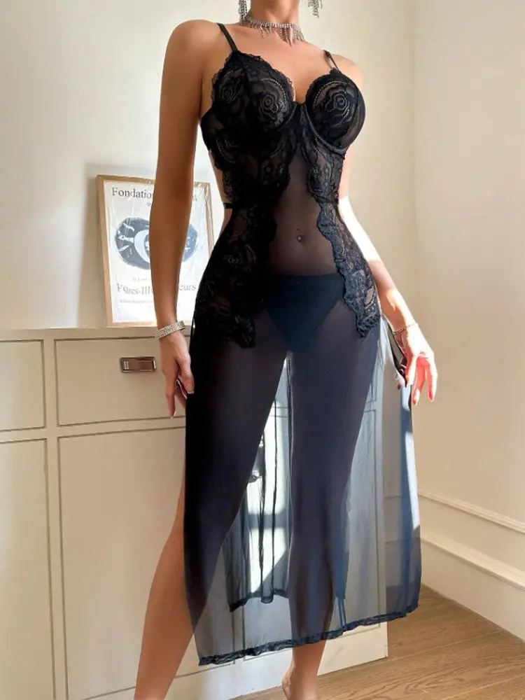 Sensual Sexy Lingerie Lace Tulle Sleepwear Set Erotic Bralette Women Intimate Home Wear Sheer Design Romantic Outfit for Couples