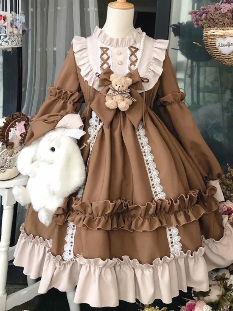 Blue White Fashion Lolita Costumes Sweetheart Cute Dress Romantic Honeymoon Apparel Cosplay Anime Outfit Role Playing Garment