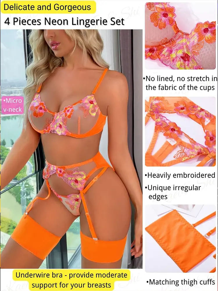 Sexy Lingerie Outfit Sensual Lace Underwear Transparent Embroidery 3-Piece Garters Fancy Beautiful Short Skin Care Kits Intimate