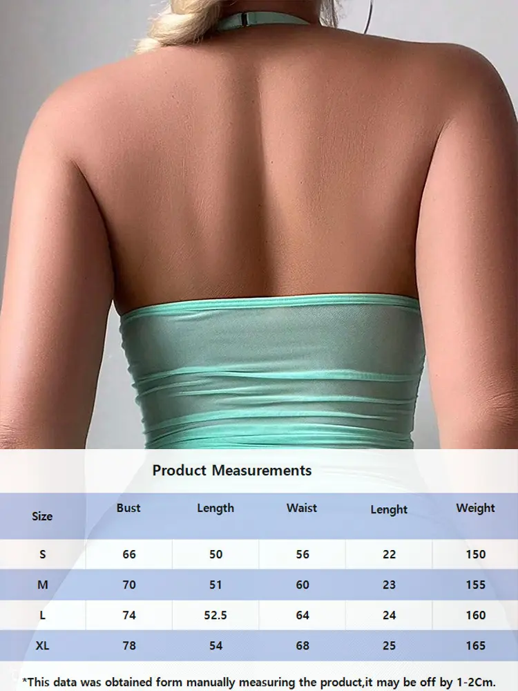 Women Sexy Lingerie Outfit See Through Mesh Dress Chain Halter Babydoll Dress with G-String Exotic Apparel for Night Clubwear