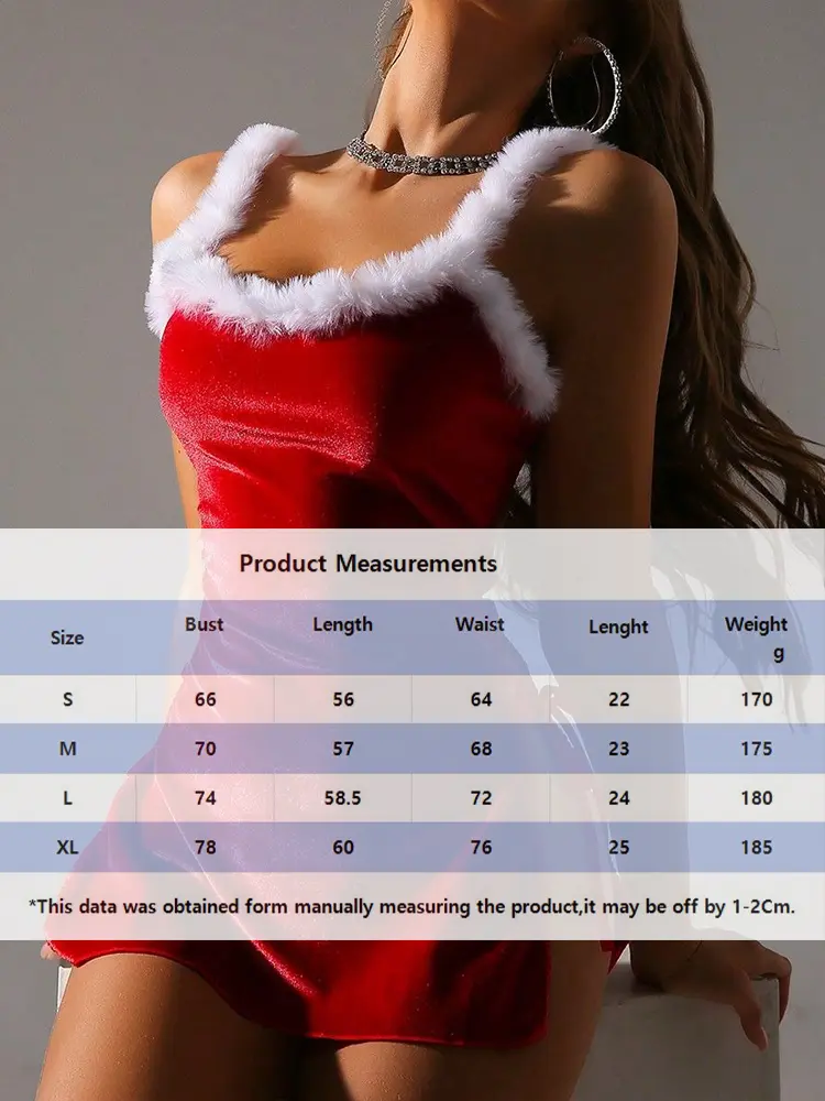 Sexy Lingerie Christmas Party Red Underwear Feathers Dress Backless Exotic Apparel Babydoll Open Anal Erotic Role Play Costumes