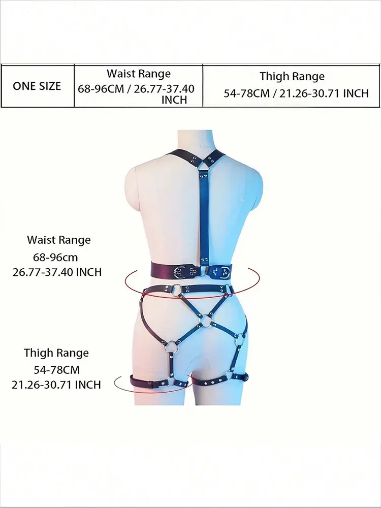 Sexy Leather Lingerie Body Harness Belt Open Anal BDSM Garter Belt Lingerie Bondage Leg Harness Goth Clothing Rave Outfit