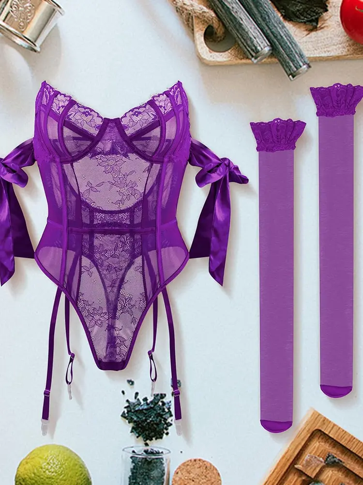 Women Lace Underwear Fashion Sexy Lingerie Breathable Lace Set Lingerie Sexy Lingerie for Women Bodysuit Open Anal Hollow Breast