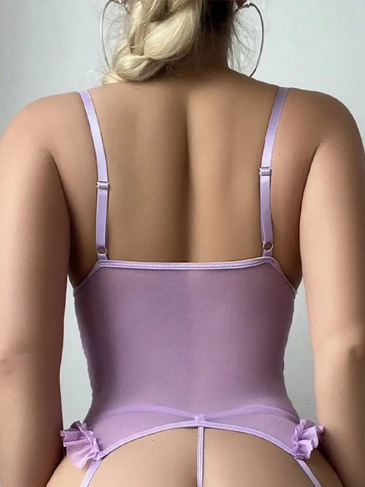 Hot Lingerie Sexy Lace Bodysuit with Soft Steel Ring Ensemble Enhanced Large Size Intimate Underwear Set for Private Occasions