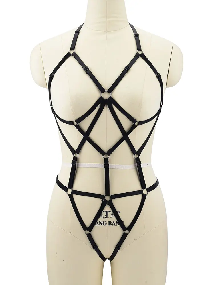 Hot Naughty Sexy Temptation Hollow Out Strap Sexy Bodysuits Backless Deep V Suspenders Sleeveless Bodysuits Charming Thin ML5N
