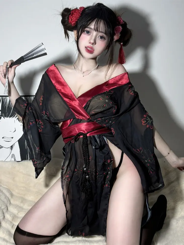 Japanese Kimono Sexy Pajamas Lingerie Seductive Tempting Night Wear Yukata Private Performance Oriental Sleepwear Hanfu Dress
