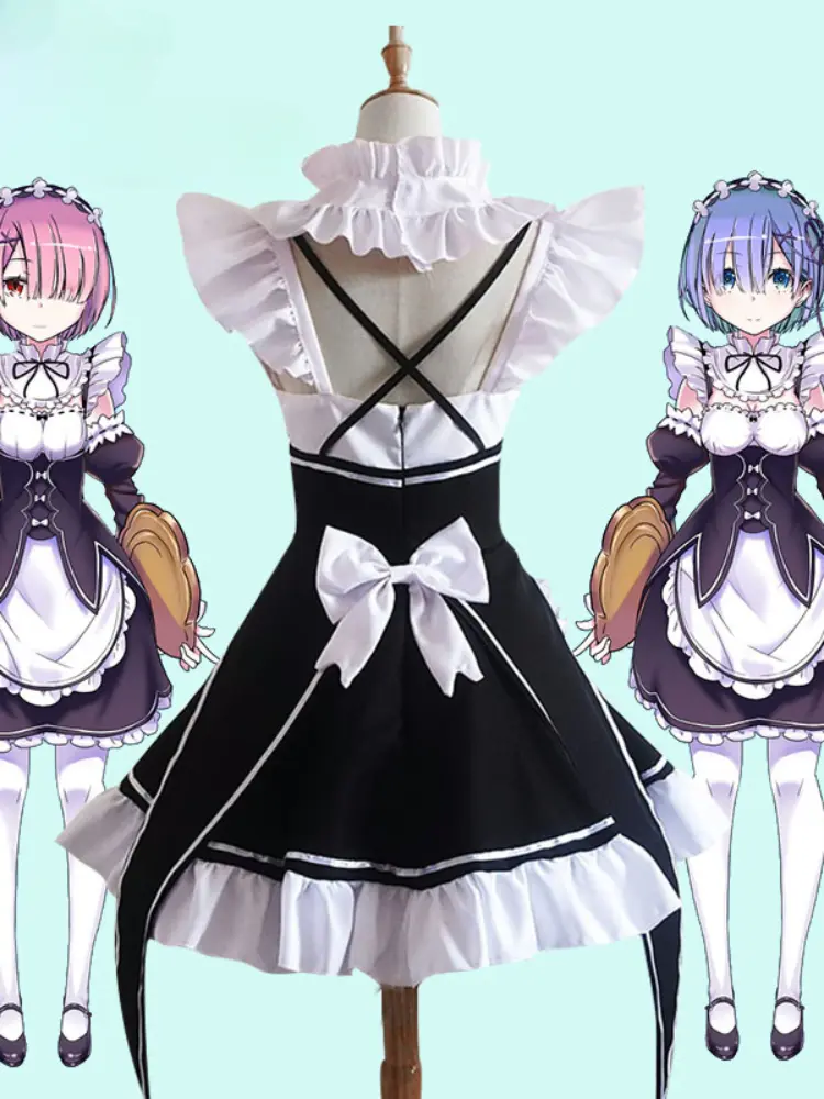 Women Maid Outfit Lolita Cosplay Cute Sexy Erotic Kawaii Cafe Costume Black White Men Uniform Apron Dress Cute Bowknot Mucama