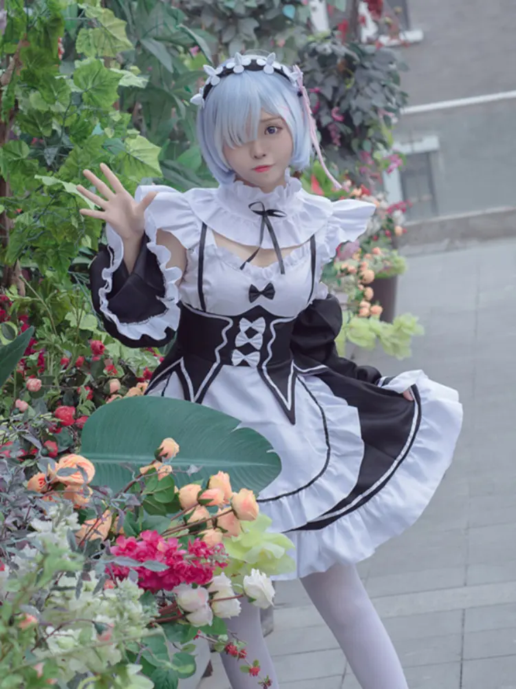 Women Maid Outfit Lolita Cosplay Cute Sexy Erotic Kawaii Cafe Costume Black White Men Uniform Apron Dress Cute Bowknot Mucama