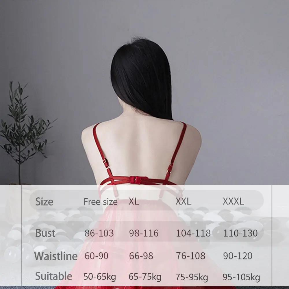Sexy Lace Hollow Out Strap Transparent Netting Underwear Women's Tempting Short Skirt Onesie Exposing Nipple Passionate Sleep Dr