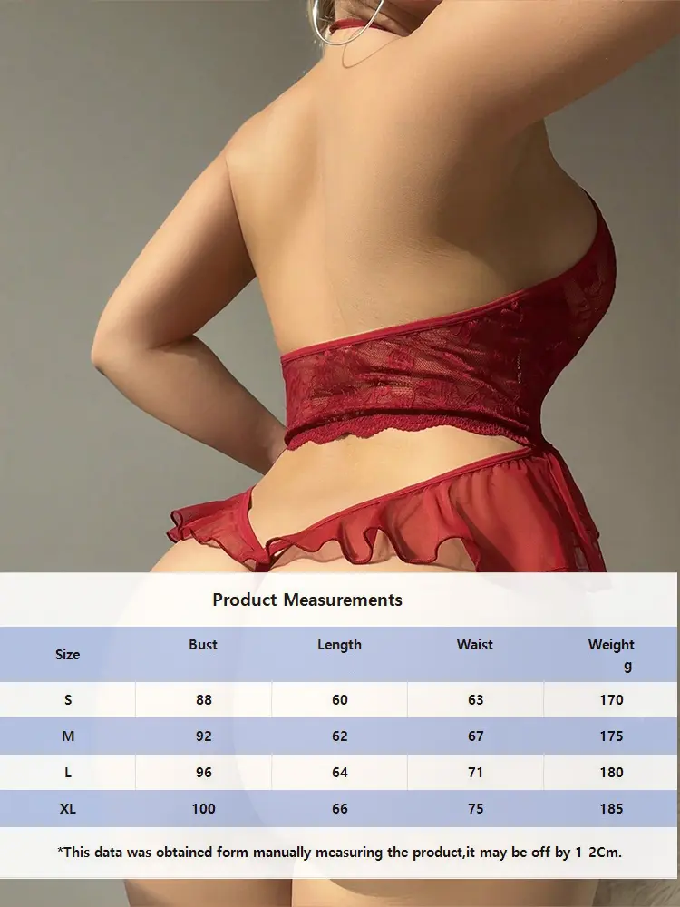 Sexy Open Bodysuit Underwear for Women Lace Perspective Night Skirt Sex Costumes Erotic Lingerie Corsets Bra and Panty Set