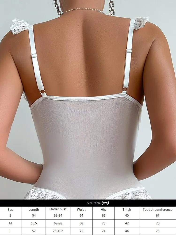 Floral Lace Sexy Lingerie Outfit Garter Choker Women Bridal Underwear Open Anal See Through Clubwear Babydoll Teddies Bodysuit