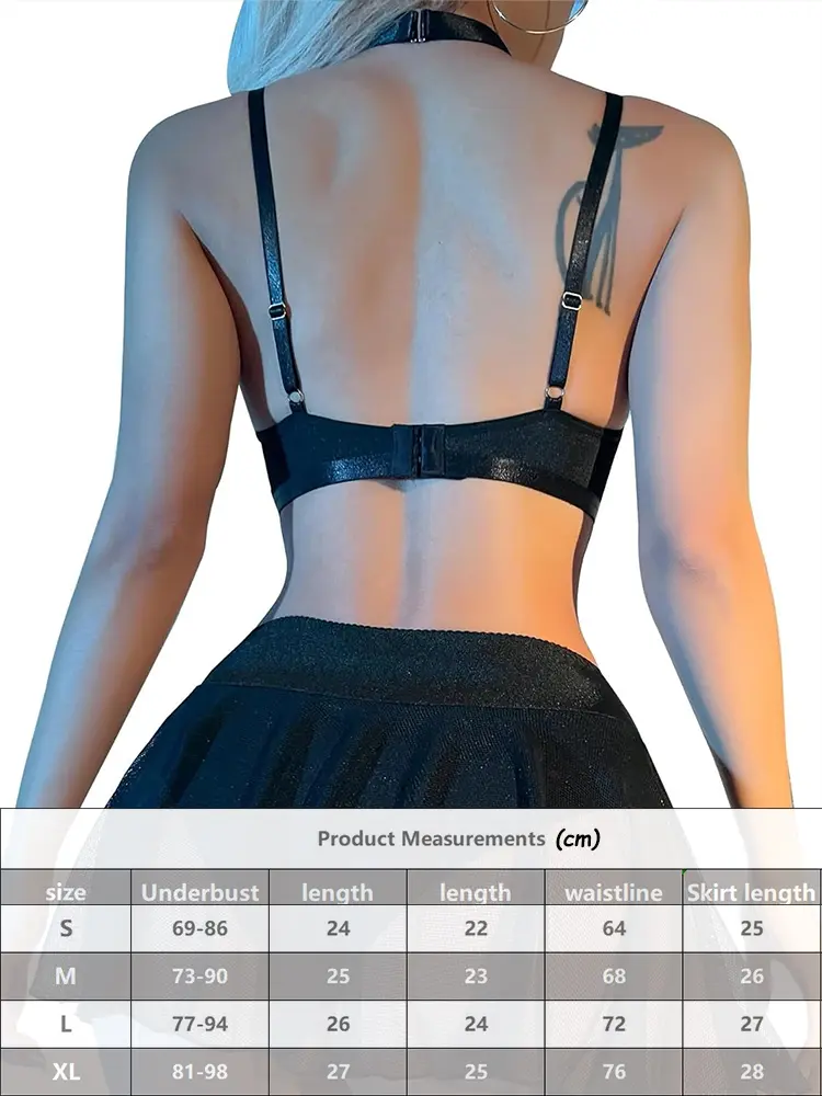 Sexy PU Leather Outfit Lingerie Backless Open Crotch Bodysuit Women Black Lingerie Underwear Erotic Teddies Porn Exotic Costumes