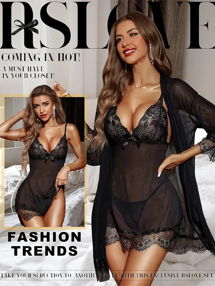 Sexy Nightgown Women Secret Lingerie Transparent Ball Gowns Babydoll Evening Erotic Coats Temptation Long Underwear Nightdress