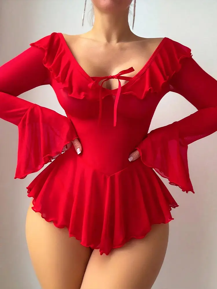 Sexy Lingerie See-through Lace Dress Temptation One-shoulder Pure Desire Uniform Sexy Underwear Attractiveness Irresistible