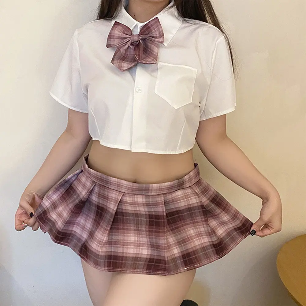 Sexy Campus Flirting JK Uniform Role Playing Pure Desire Wind Passion Temptation Tight Fold Skirt Erotic Underwear