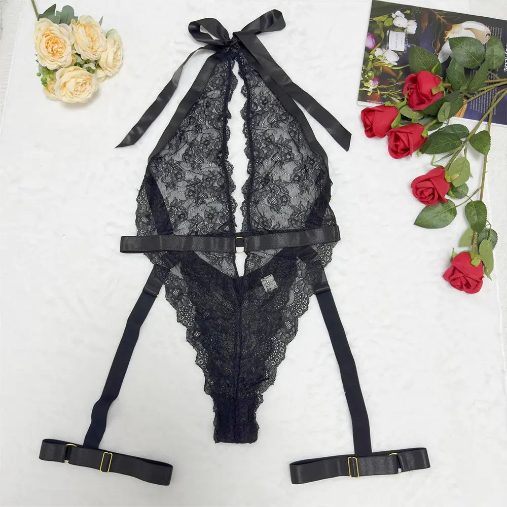 Sexy Lingerie Hollow Bra Open Anal Women Underwear See Through Floral Erotic Costumes Teddies Babydoll Exotic Outfit Naughty Set