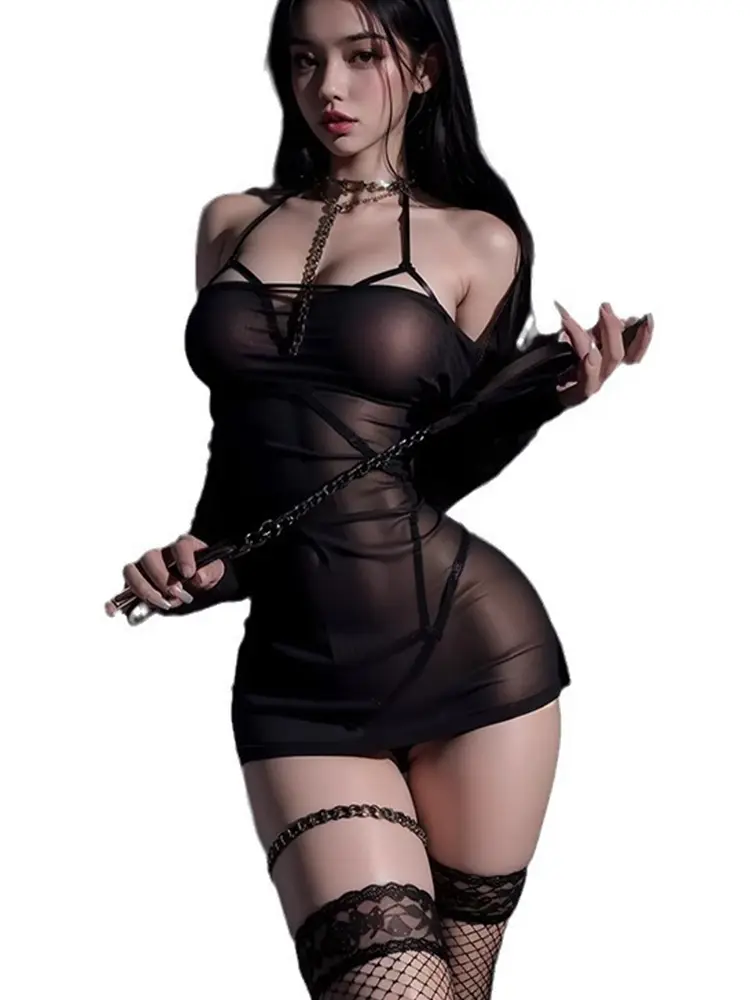 Sexy Women Bondage Hollow Lingerie Dominance Sadomasochism Rivet Bandage Transarent Lenceria Ladies Crothless Underwear Sets