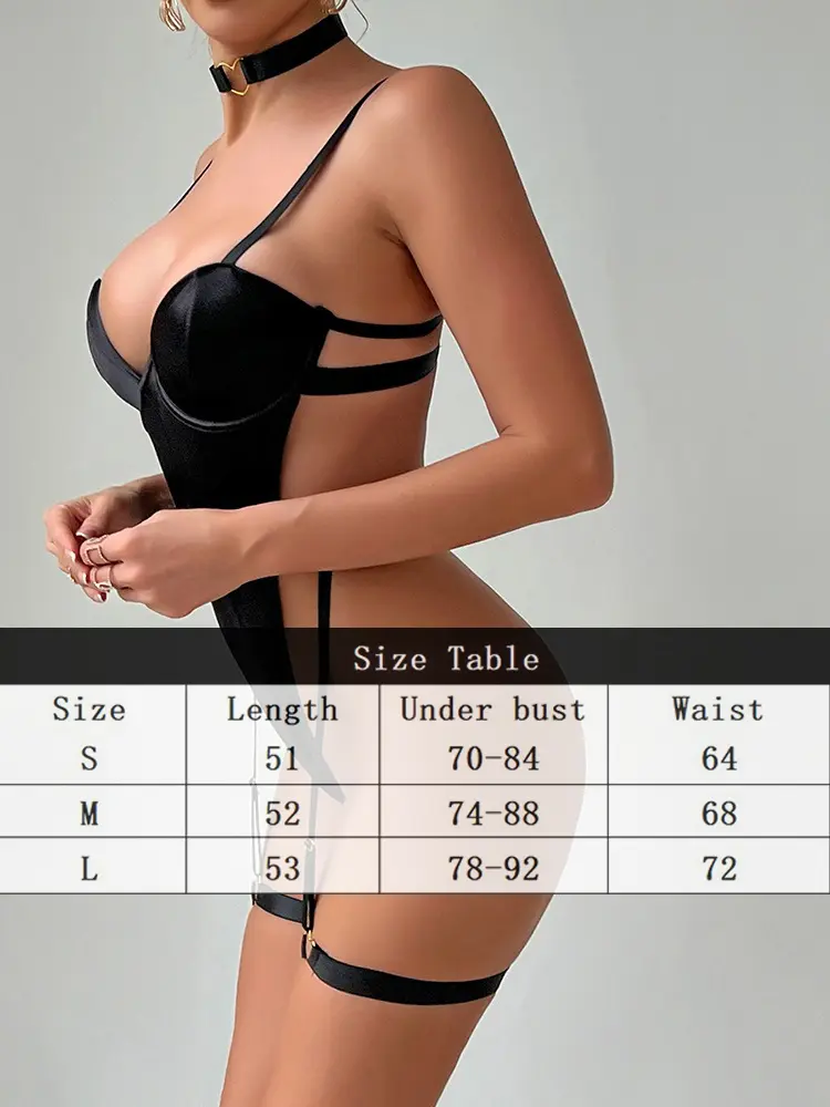 Hot Sexy Mesh Leather Bodysuit Erotic Teddy Dress Porn Body Lingerie Women Bandage Latex Look Outfit Fancy Babydoll Underwear