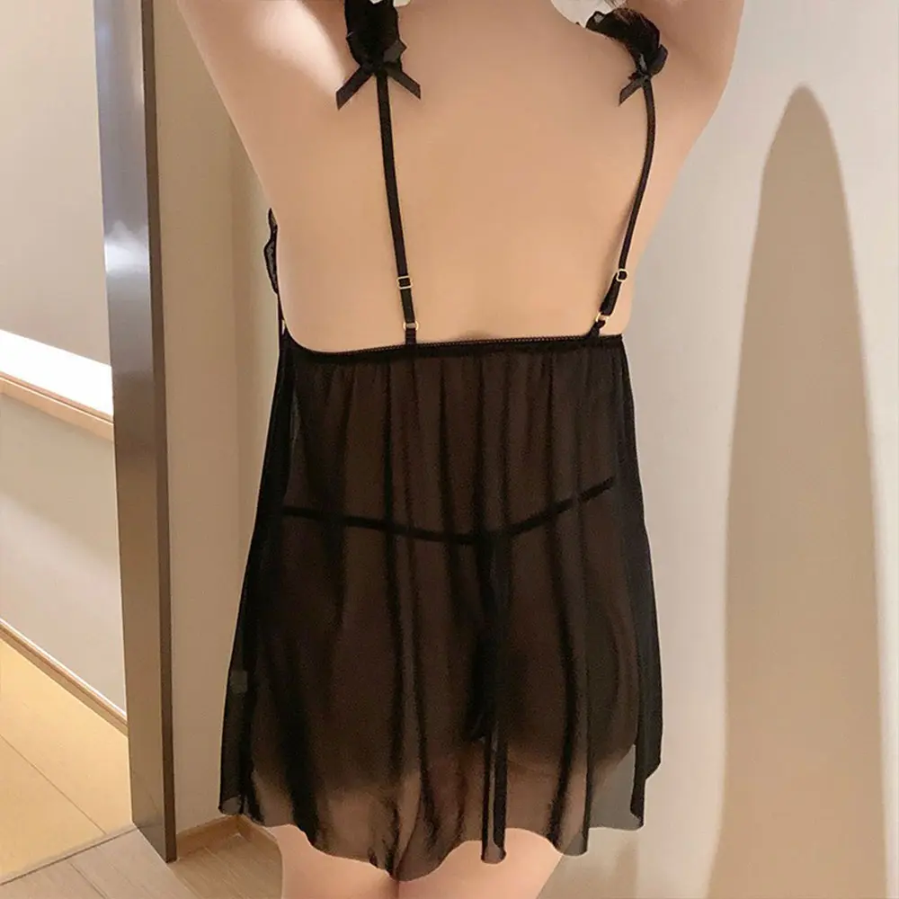 Plus Size Sexy Lingerie Nightdress Women Open Bra Crotchless Pajamas Open Crotch Panty Set Costumes Backless Erotic Lingerie