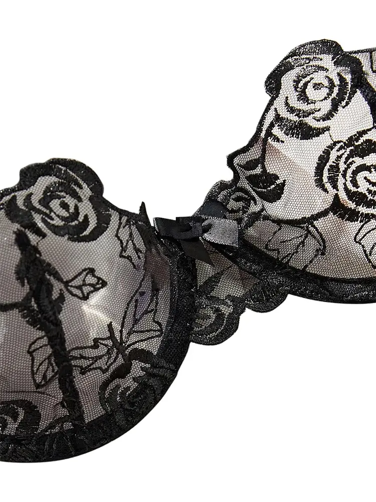 Sexy Floral Embroidery Lingerie See Through Exotic Sets Women Open Anal Sheer Bra Brief Underwear Erotic Intimates Underwear