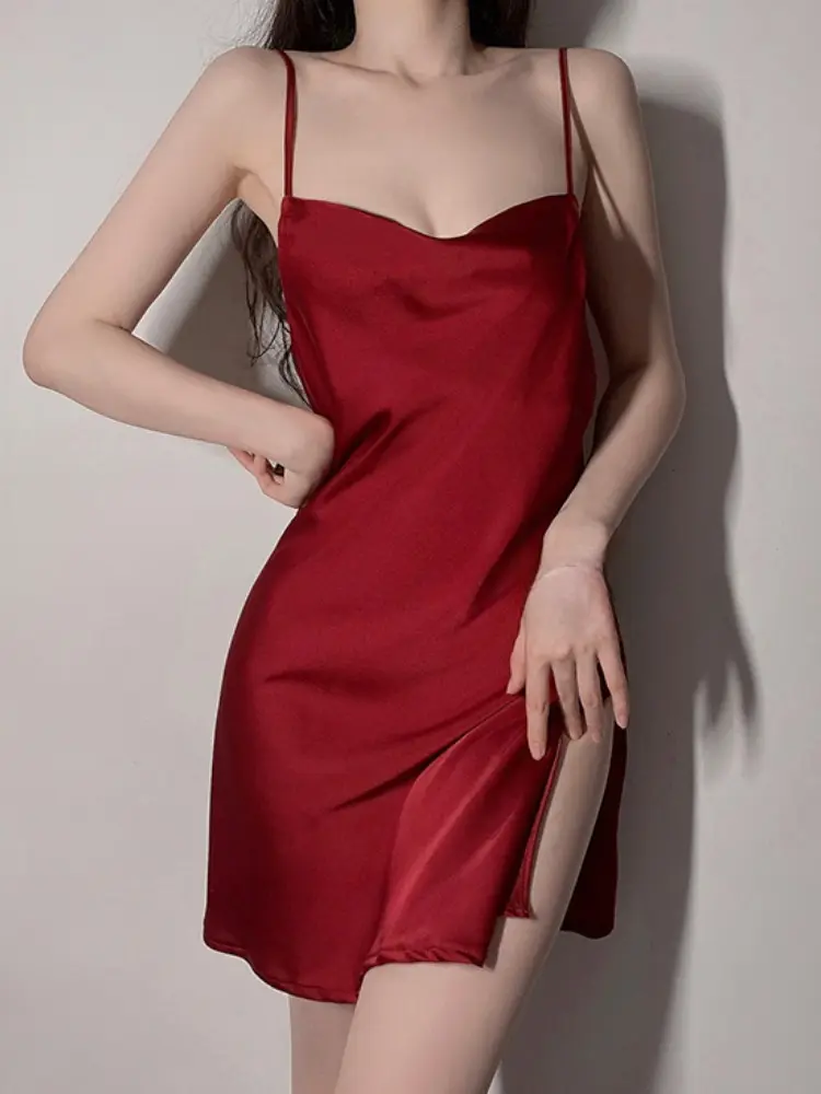 Sexy Crotchless Slwwedress Women Lace Hollow Bodysuit Exotic Pajamas Teddy Babydoll Dress Deep V Open Bra Porno Underwear Set