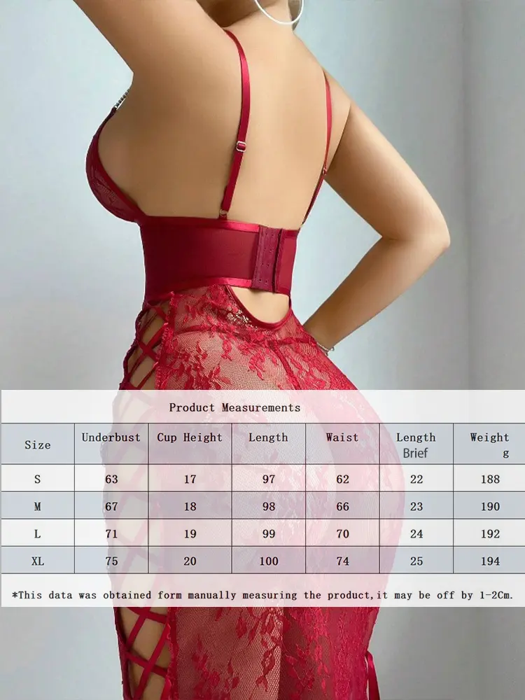 Sexy Lace Lingerie Sleepdress for Women Solid Color Plunge Mesh See-through Women's Hollow Out Bra Anal Bodycon Exotic Underwear