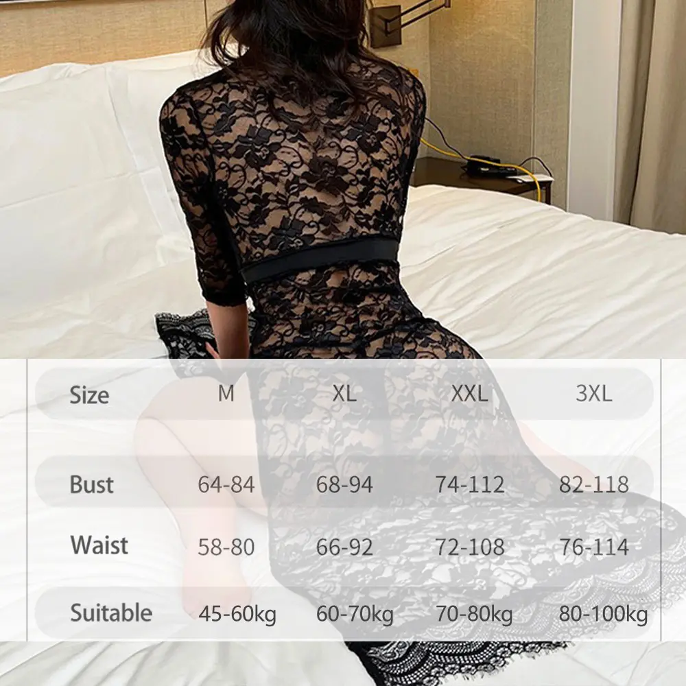 Sexy Mesh Lingerie Mini Dress Sleepwear Open Bra Women's Underwear Perspective Set Newly Married Women's Pajamas Plus Dress