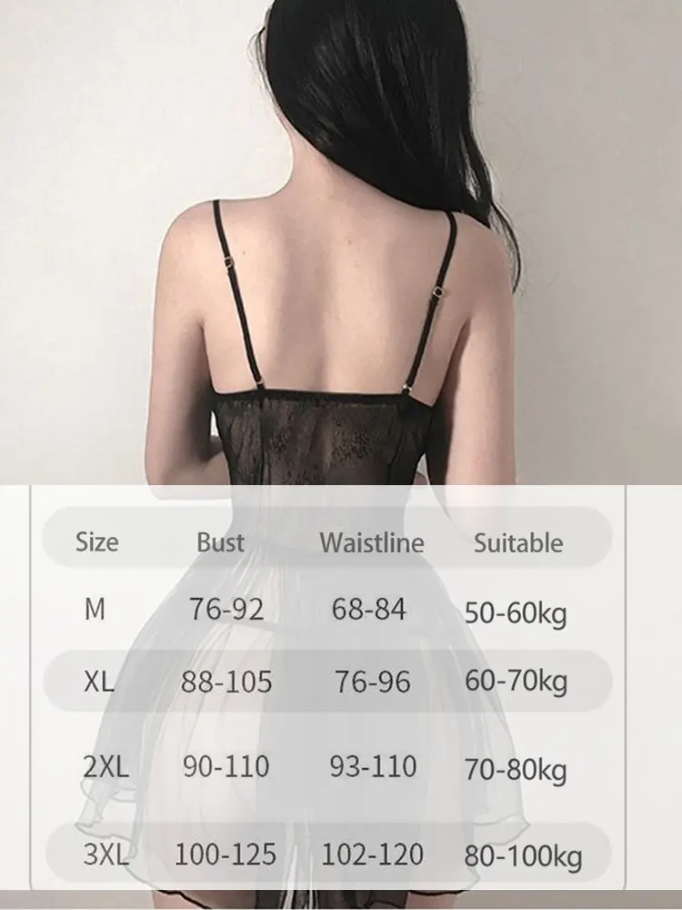 Sexy Lingerie Transparent Pajamas Nightdress Seductive Black Lace Slim Dress Lolita Exotic Costume for Sex 18+ Underwear Erotic