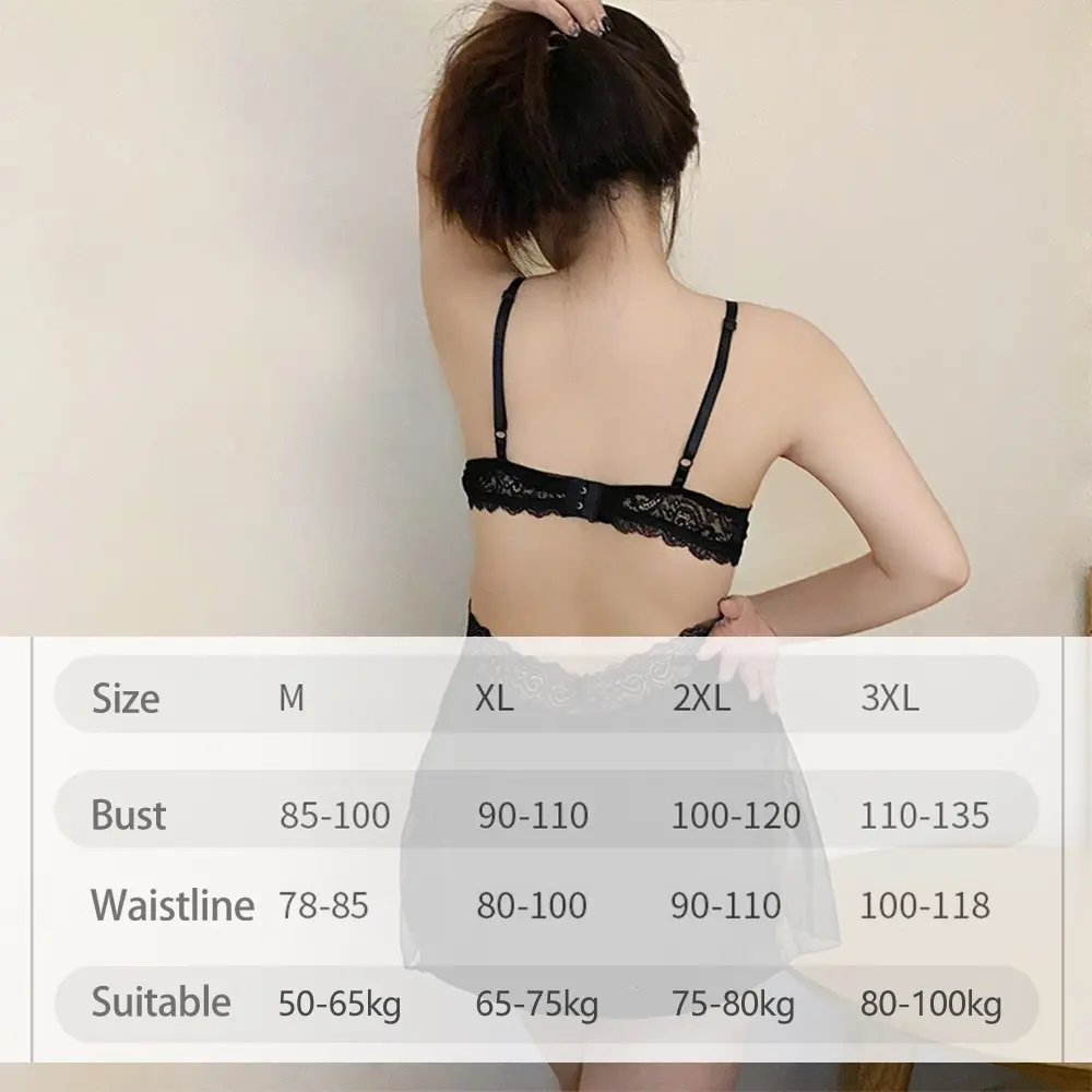 Sexy Plus Lingerie Satin Sleepwear Home Attraction Pure Desire Nightgown Chest Pad Uniform Temptation Robe Passionate Intima