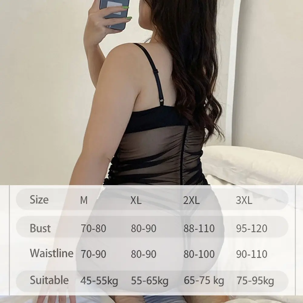 Plus Size Sexy Nightdress Woman Lingerie Set for Sex Crotchless Backless Hollow Open Bra Anal Dress Erotic Babydoll Nightwear