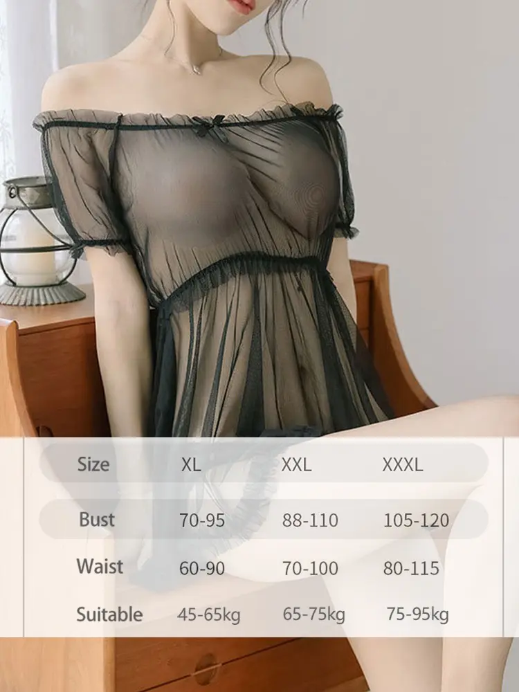 Women Lingerie Sexy Transparent Nightgown Wedding Night Bride Erotic Nightdress Pajamas Flirt Temptation Lingerie Dress Costumes