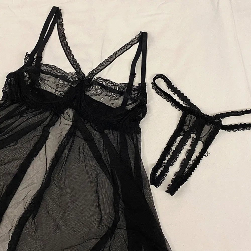 Cute Sweet Sexy Lingerie Pajamas See-through Provocative Transparent Nightdress Free From Temptation Passion Suit Porn Dresses