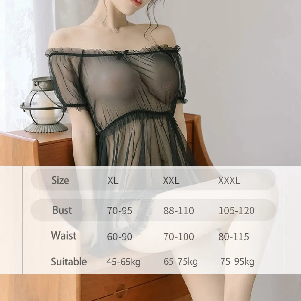 Cute Sweet Sexy Lingerie Pajamas See-through Provocative Transparent Nightdress Free From Temptation Passion Suit Porn Dresses