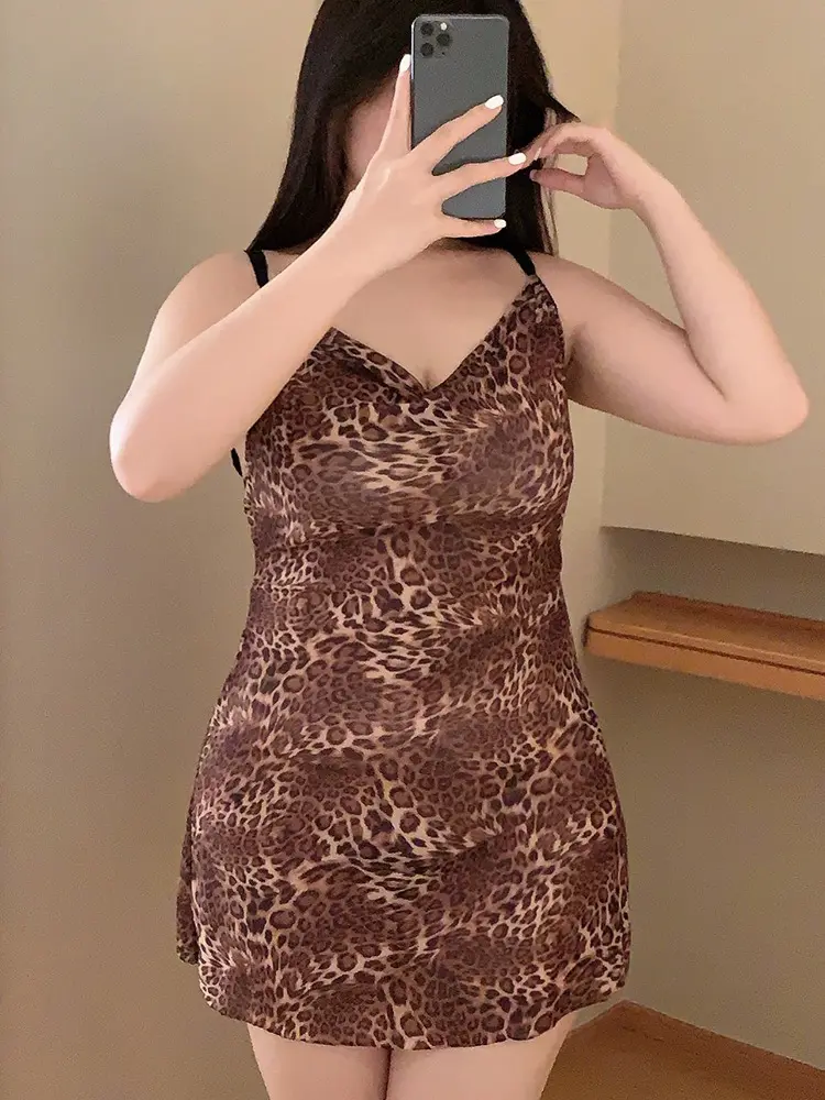 Hot Leopard Lingerie Sexy Off Shoulder Fashion Mini Dress Spaghetti Strap Bodycon Dress Streetwear Autumn Women Vestidos Dress