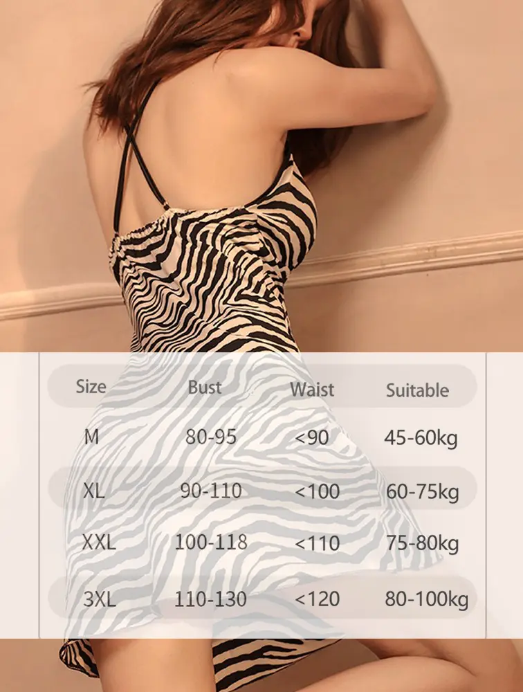 Plus Size Women Sexy Nighties Leopard Satin Nightdress Lingerie Padded Night Dress Nightgown Sleepwear Removable Home Clothes