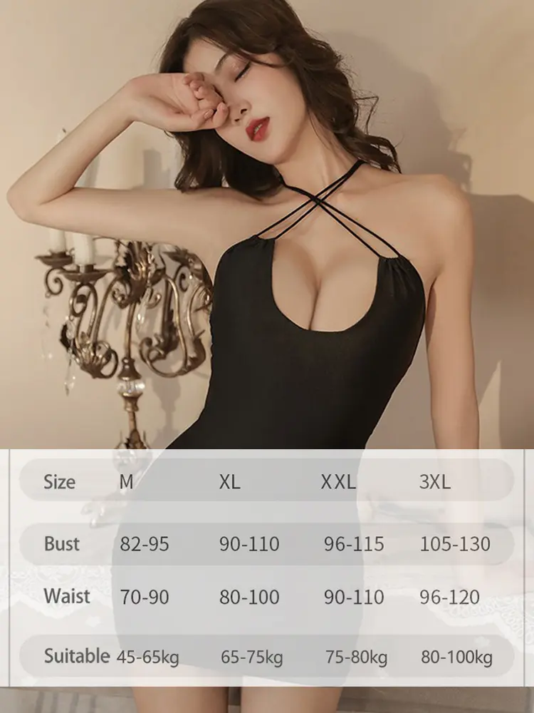 Hollow Out Nightgown Secretary Uniform Backless Night Suit Sex Underwear Sexy Lingerie Temptation Cross Neck Passion Backless