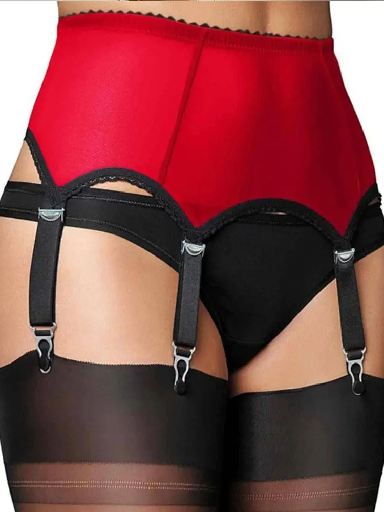 Naughty Women High Waist Mesh Suspender Belt Sexy See Through Garter Belt with Vintage Straps and Clip for Thigh High Stockings