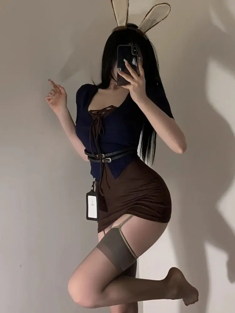 Sexy Mini Skirt Secretary Office Cosplay Uniform Teacher Role Play Night Club Open Chest Shirt Hip Wrap Skirt Women Underwear