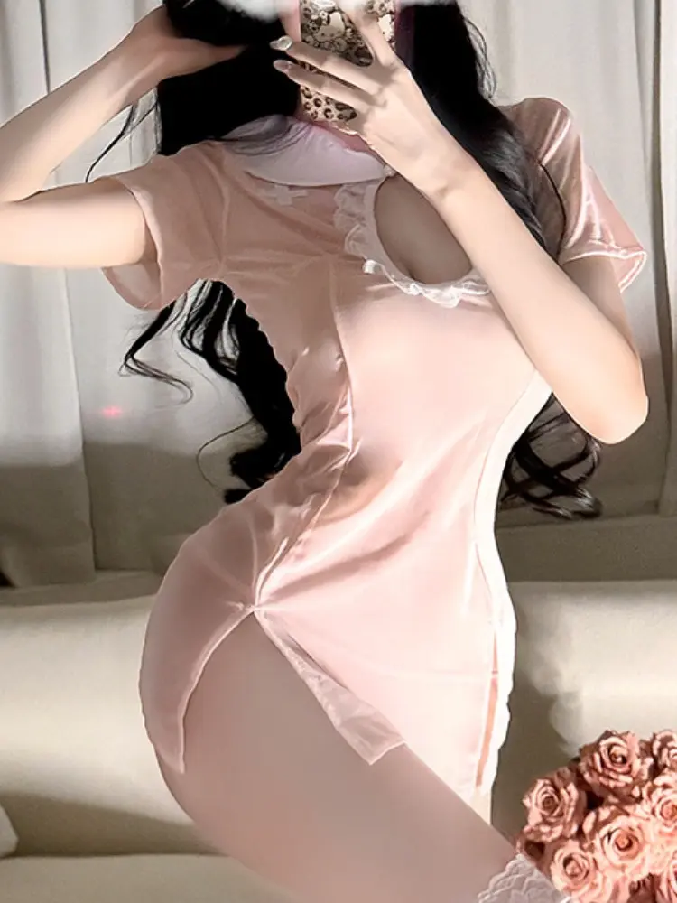 Nurse Theme Role Play Exotic Costumes Open Anal Hollow Chest Sexy Lingerie Exposed Bra Women Naughty Outfit Maid Club Underwear