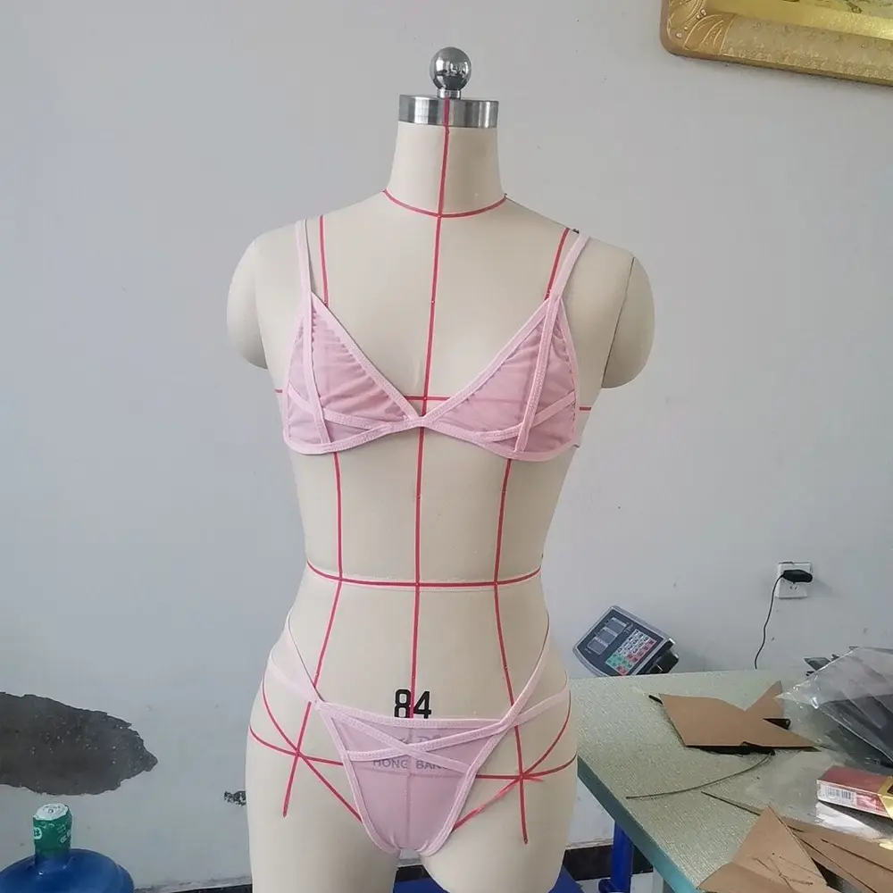 Women Sexy Lingerie Corset Solid Mesh Underwire Sleepwear Underwear Set Underwear Transparent Bra Party Sets Lenceria Femenina